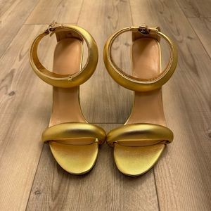 Gold single high heel sandals